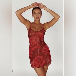 Meshki Red Rose Print Chemise